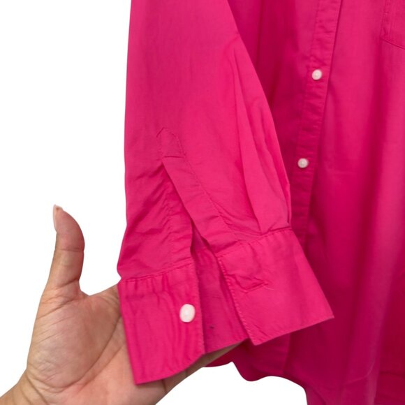 Old Navy Womens The Boyfriend Shirt Medium Pink Button-Up Collared Long Sleeve - Picture 9 of 10